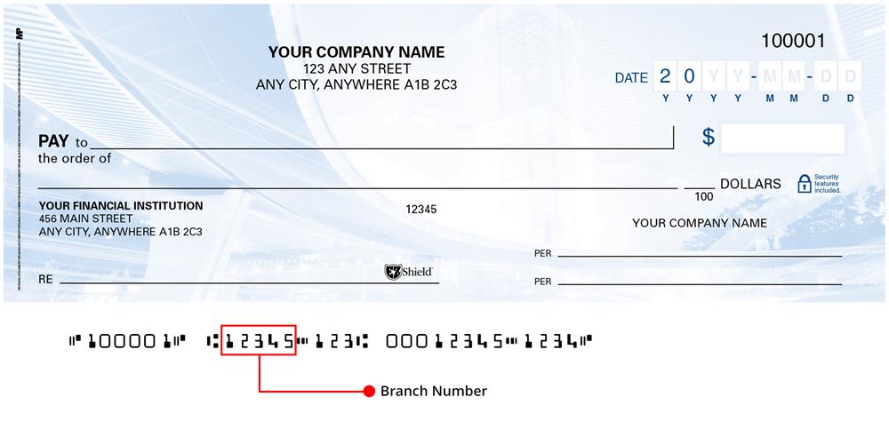 This is a 5-digit number found at the bottom of your cheque and identifies the branch where your account is held. Also referred to as Transit number.